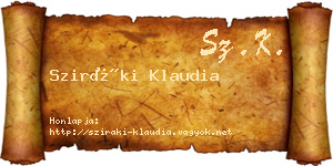 Sziráki Klaudia névjegykártya
