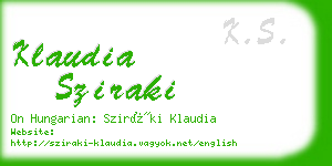 klaudia sziraki business card